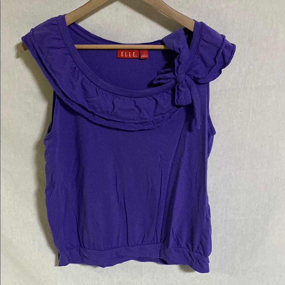 Elle Women's Purple Ruffle Top Great Spring Summer Top